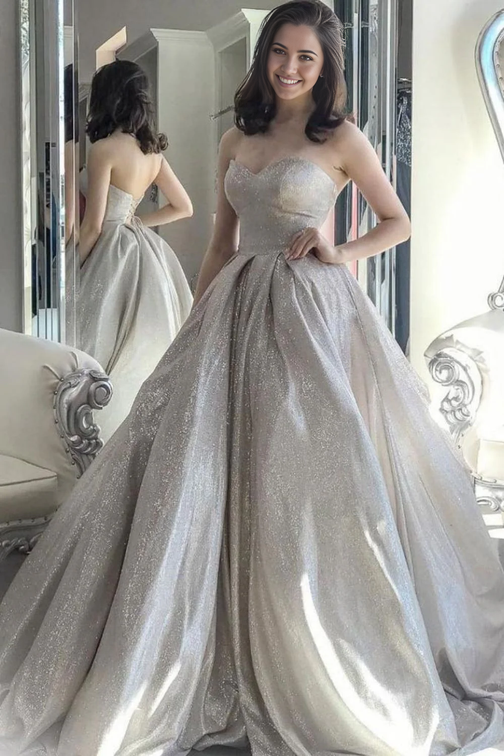 A-line Elegant Sweetheart Ball Gown evening gown Party Dress Prom Dress